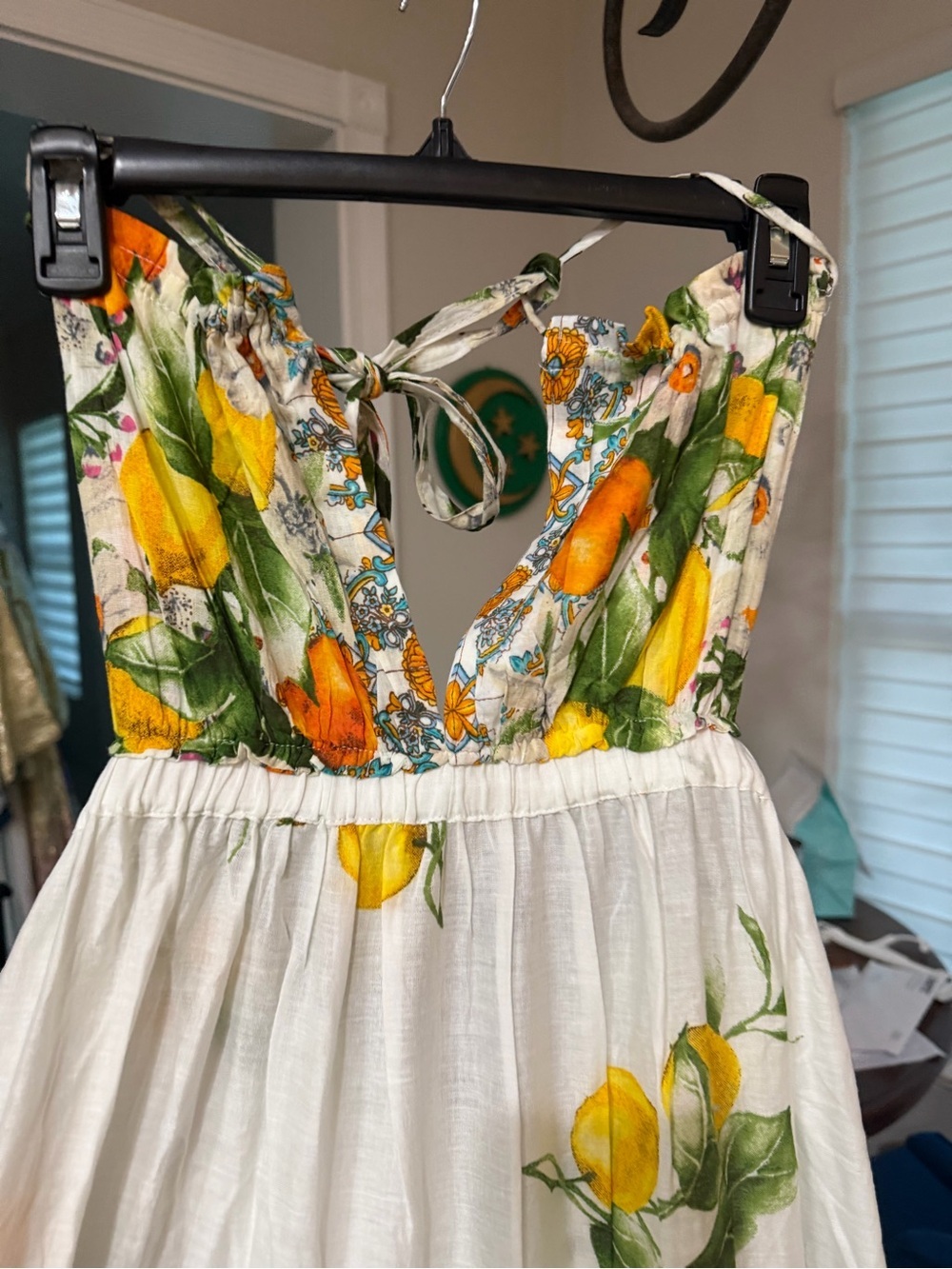Antica Sartoria 2026 White Lemon Print Halter Maxi Dress OS - Picture 4 of 7